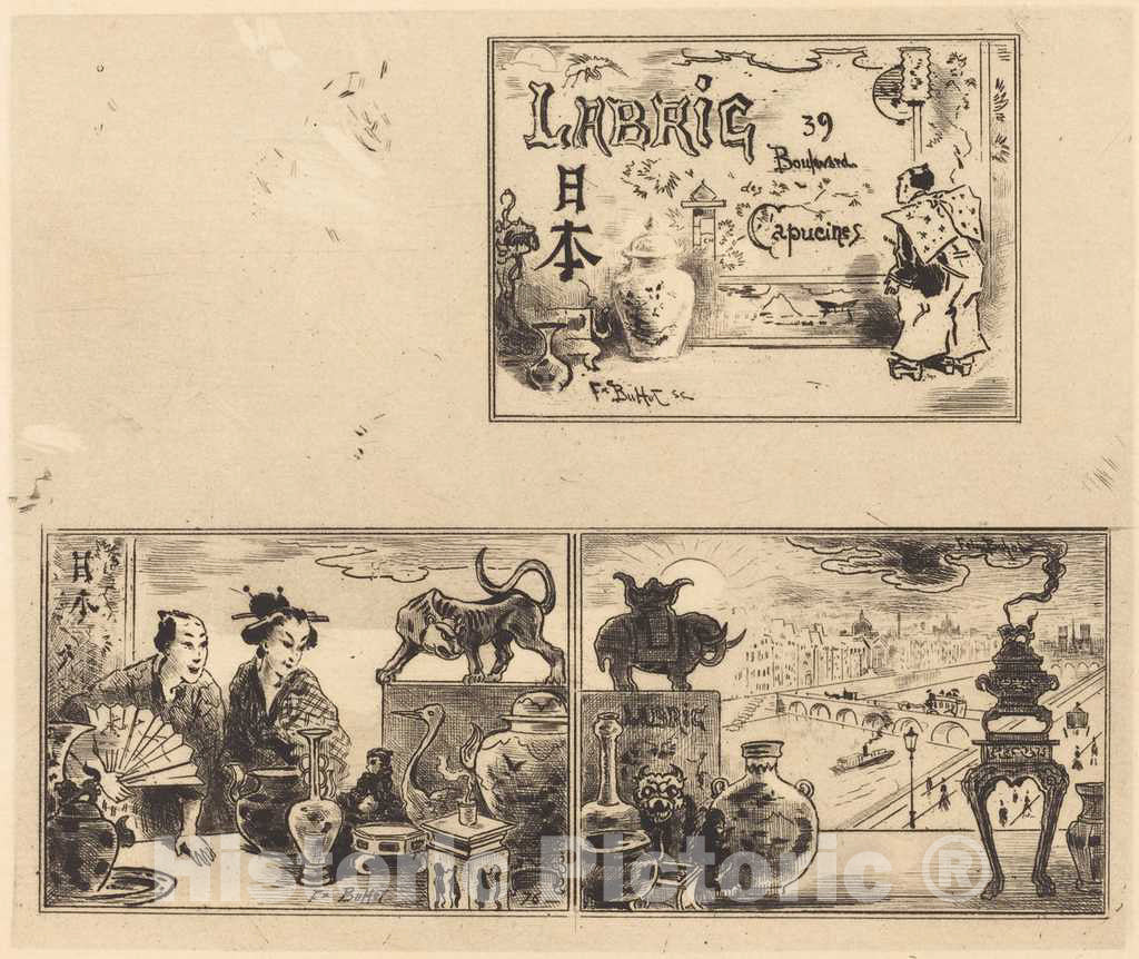 Art Print : FÃ©lix-Hilaire Buhot, Adresse de Labric, 1876 - Vintage Wall Art