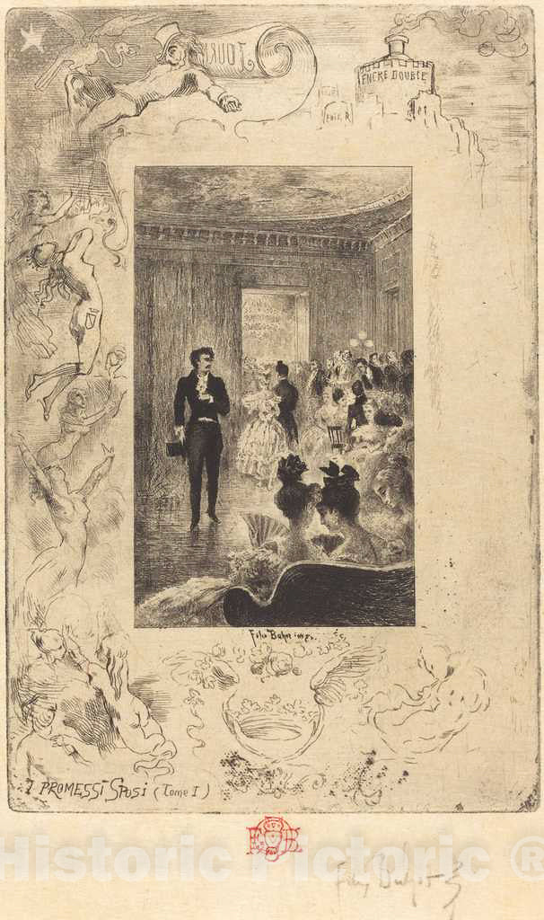 Art Print : FÃ©lix-Hilaire Buhot, I Promessi Sposi (The Betrothed), c.1880 - Vintage Wall Art