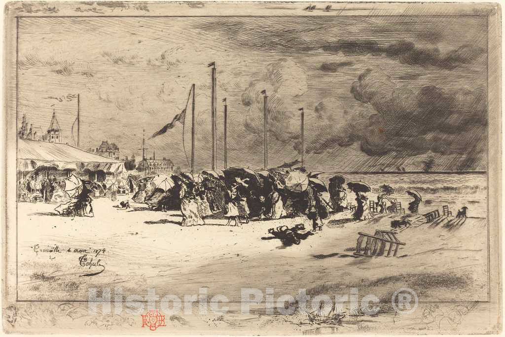 Art Print : FÃ©lix-Hilaire Buhot, Un Grain Ã  Trouville (Squall at Trouville), c.1875 - Vintage Wall Art