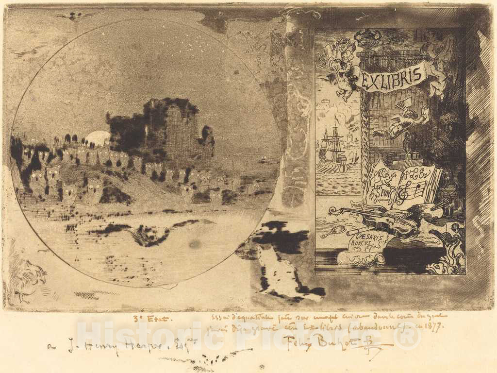 Art Print : FÃ©lix-Hilaire Buhot, Le ChÃ¢teau des hiboux (Castle of The Owls), 1877-1887 - Vintage Wall Art