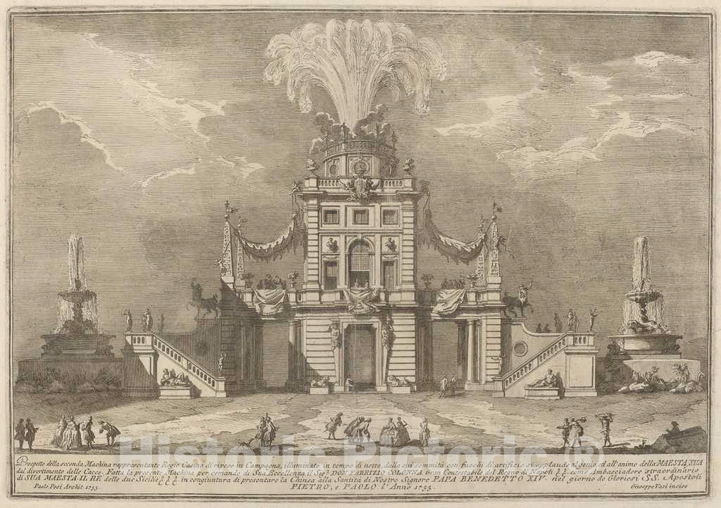 Art Print : Vasi After Paolo Posi, A Royal Hunt Casino in The Countryside, for The Chinea Festival, 1755 - Vintage Wall Art