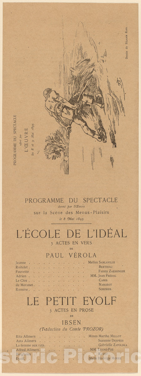 Art Print : FÃ©licien Rops, L'Ecole de l'idÃ©al; Le Petit Eyolf, 1895 - Vintage Wall Art