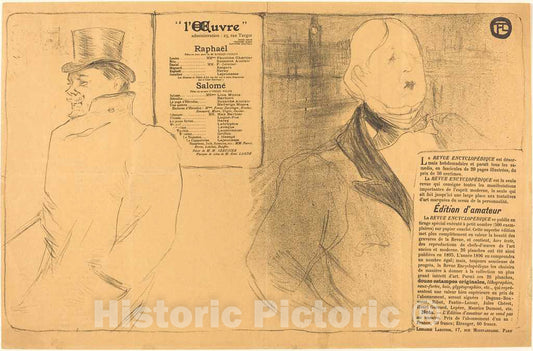 Art Print : Henri de Toulouse-Lautrec, RaphaÃ«l; SalomÃ©, 1896 - Vintage Wall Art