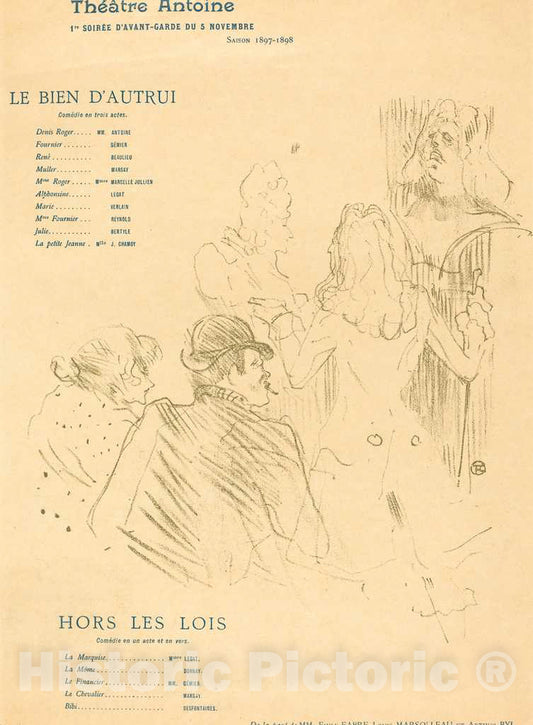 Art Print : Henri de Toulouse-Lautrec, Le Bien d'autrui; Hors Les Lois, 1897 - Vintage Wall Art