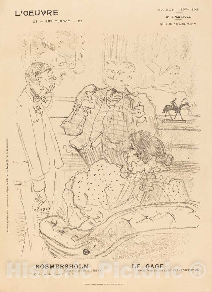 Art Print : Henri de Toulouse-Lautrec, Rosmersholm; Le Gage, 1897 - Vintage Wall Art