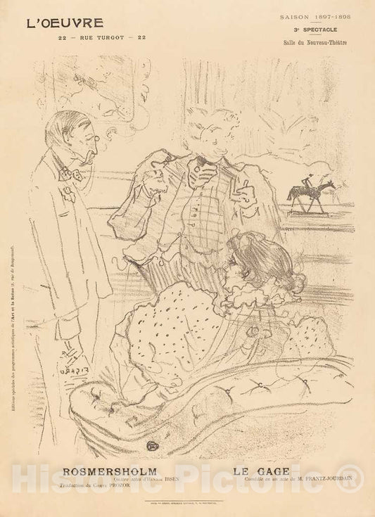 Art Print : Henri de Toulouse-Lautrec, Rosmersholm; Le Gage, 1897 - Vintage Wall Art