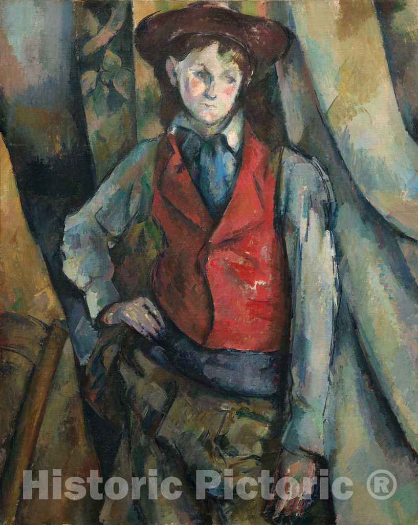 Art Print : Paul CÃ©zanne, Boy in a Red Waistcoat, 1888-1890 - Vintage Wall Art