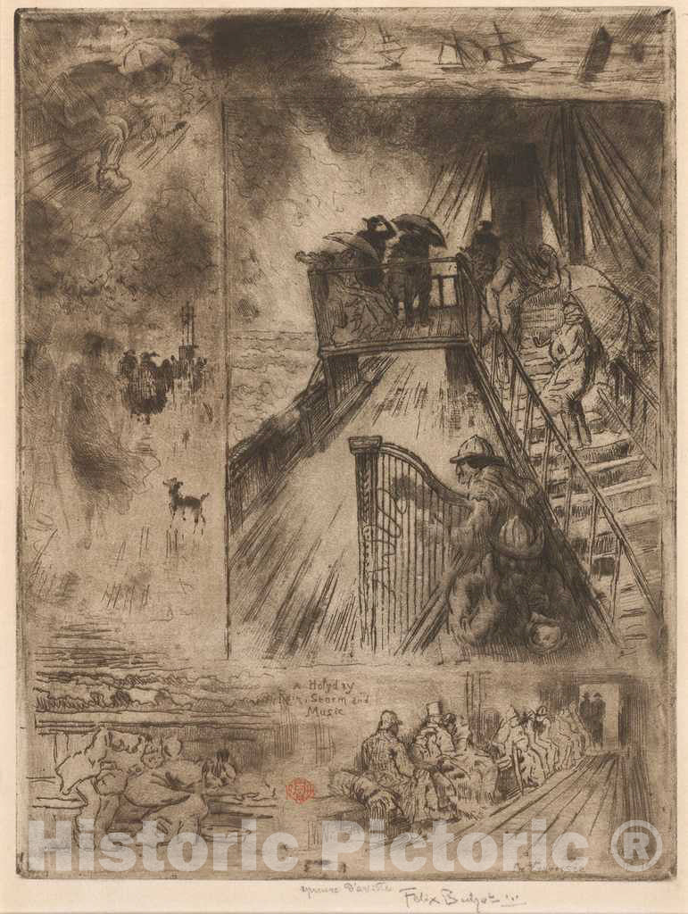 Art Print : FÃ©lix-Hilaire Buhot, La TraversÃ©e (The Passage), 1879-1885 - Vintage Wall Art