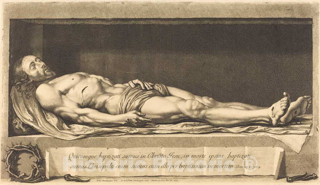 Art Print : Plattemontagne After Champaigne, The Body of Christ, 1654 - Vintage Wall Art