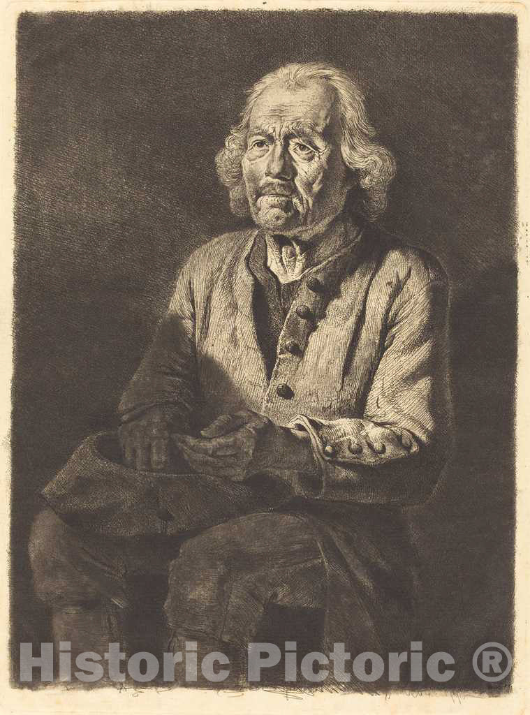 Art Print : Jacques de Boissieu, The Old Peasant Girard, 1772 - Vintage Wall Art