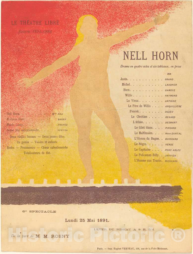 Art Print : Alexandre Charpentier, Nell Horn, 1891 - Vintage Wall Art