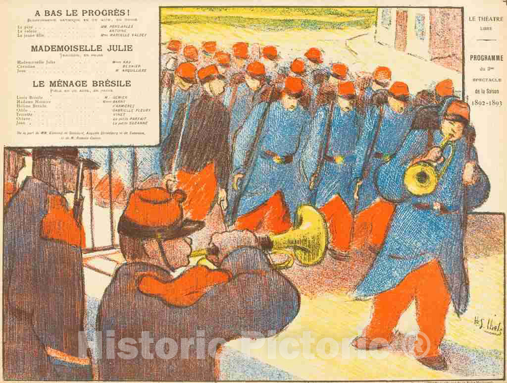 Art Print : Henri-Gabriel Ibels, A Bas Le ProgrÃ¨s!; Mademoiselle Julie; Le MÃ©nage BrÃ©sile, 1893 - Vintage Wall Art