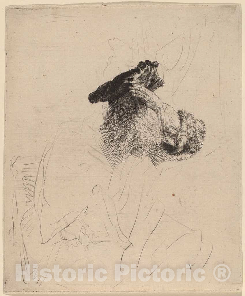 Art Print : Rembrandt, Old Man Shading His Eyes with His Hand, c. 1639 - Vintage Wall Art