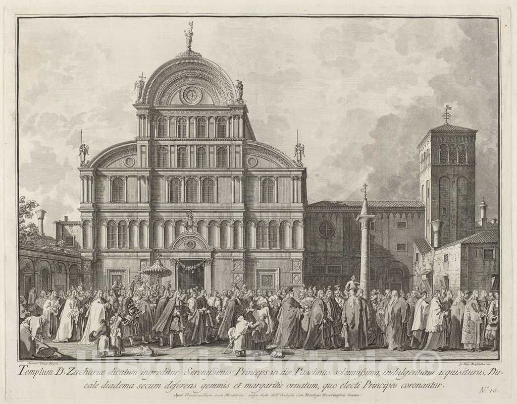 Art Print : Brustolon After Canaletto, Visit of The Doge to San Zaccaria on Easter Day, c.1765 - Vintage Wall Art