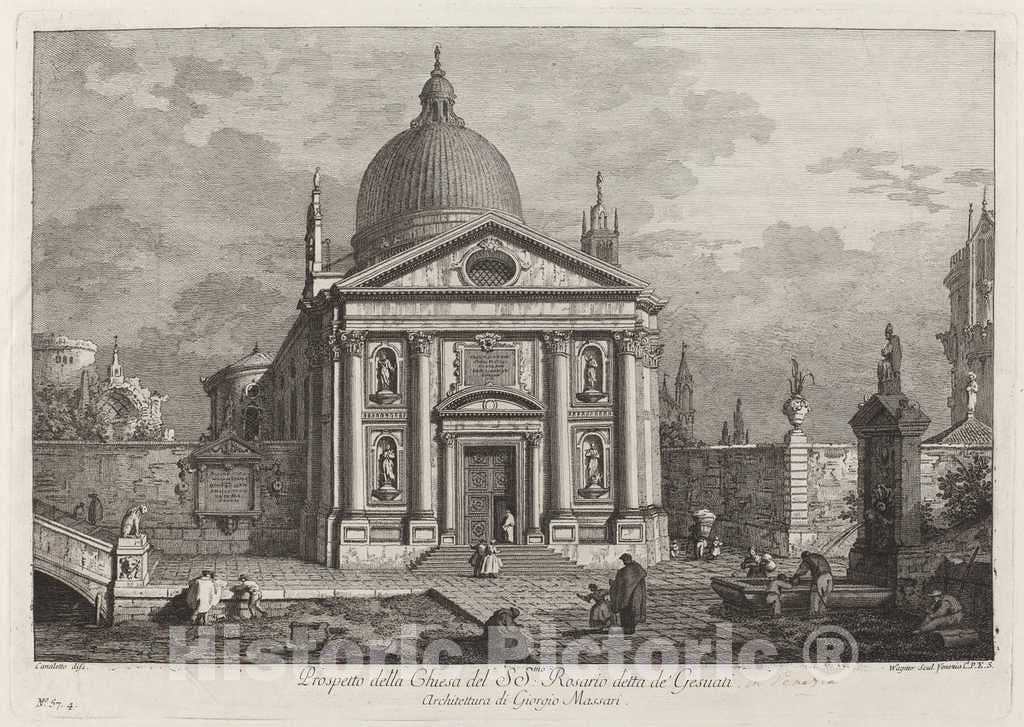Art Print : Wagner After Canaletto, Prospetto Della Chiesa del SS. Rosario detta de' Gesuati, 1742 - Vintage Wall Art