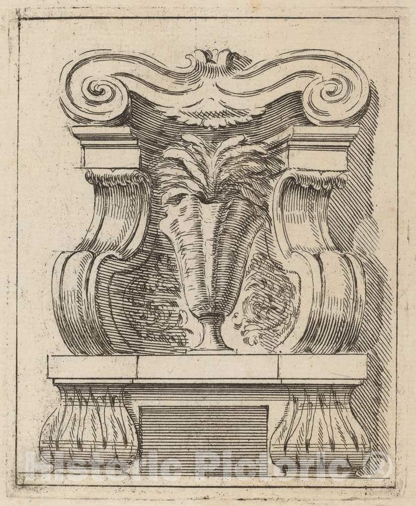 Art Print : Carlo Antonio Buffagnotti, Architectural Motif with a Vase, c. 1690 - Vintage Wall Art