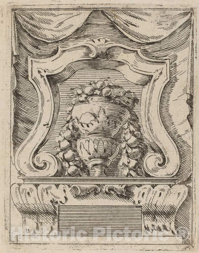 Art Print : Carlo Antonio Buffagnotti, Architectural Motif with Fruit in a Vase, c. 1690 - Vintage Wall Art