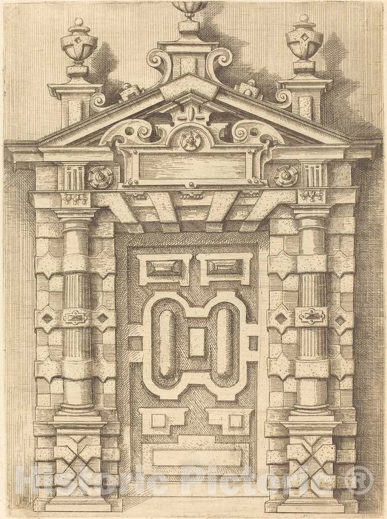 Art Print : Wendel Dietterlin, Pedimented Doorway, c. 1594 - Vintage Wall Art
