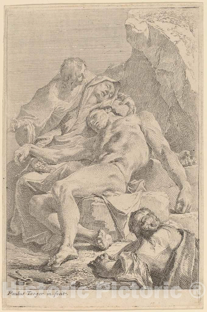 Art Print : Paul Troger, PietÃ , 1720s - Vintage Wall Art