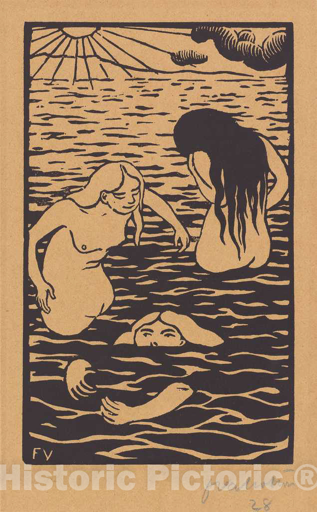 Art Print : FÃ©lix Vallotton, Three Bathers, 1894 - Vintage Wall Art
