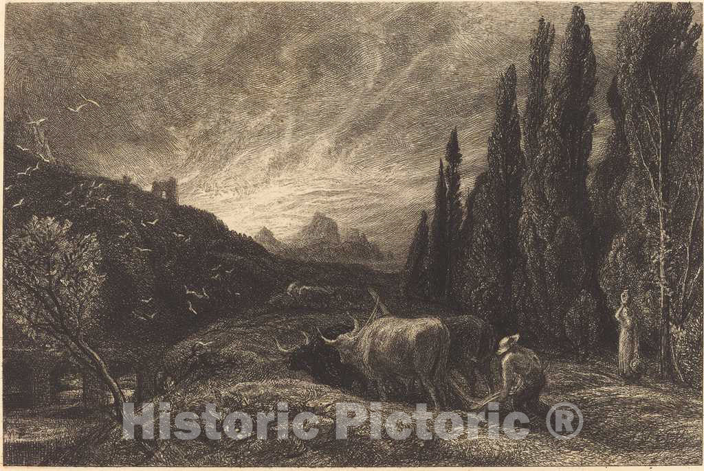 Art Print : Samuel Palmer, The Early Ploughman, c. 1861 - Vintage Wall Art