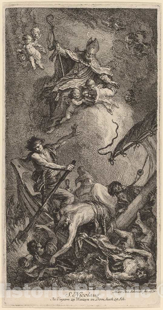 Art Print : Martin Johann Schmidt, Saint Nicholas Rescuing Sailors, 1771 - Vintage Wall Art