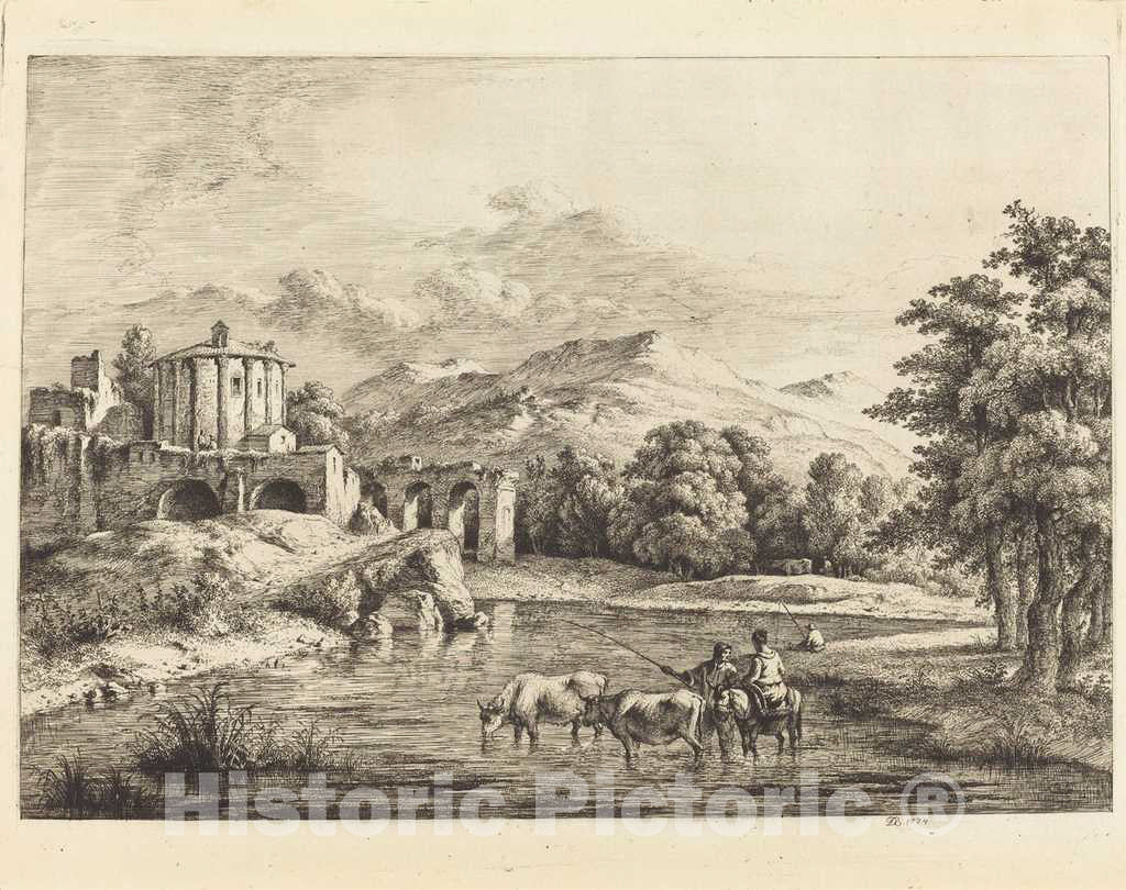 Art Print : Jacques de Boissieu, The Temple of Vesta, 1774 - Vintage Wall Art