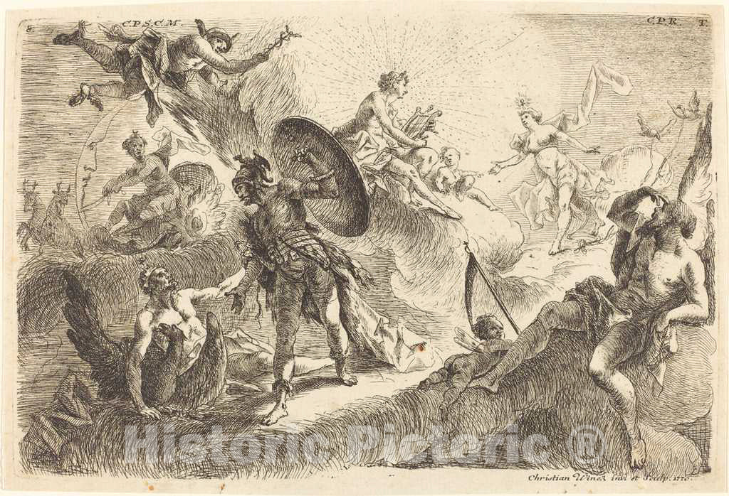 Art Print : Thomas Christian Winck, The Seven Planets, 1770 - Vintage Wall Art