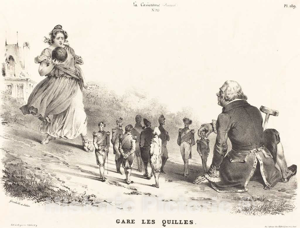 Art Print : Ignace-Isidore Grandville, Gare les Quilles, 1830s - Vintage Wall Art