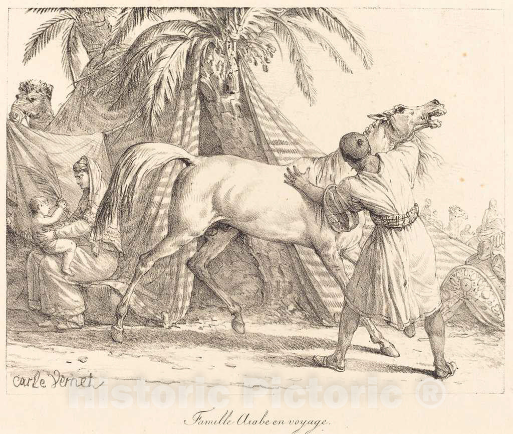Art Print : Carle Vernet, Famille Arabe en Voyage, c. 1818 - Vintage Wall Art