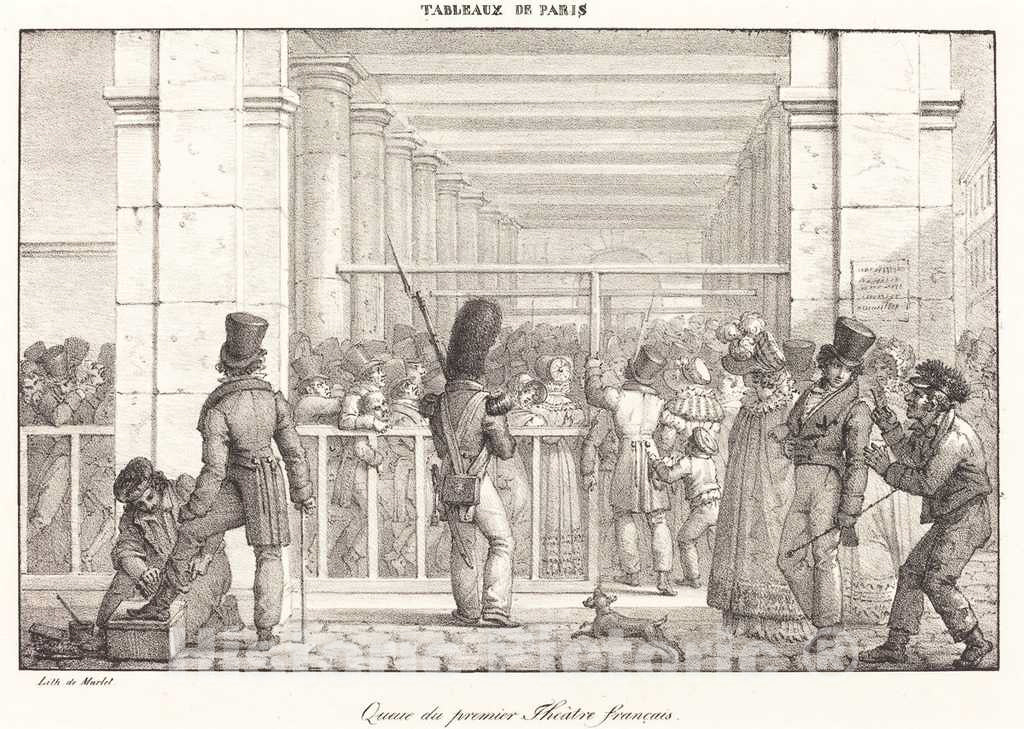 Art Print : Jean Henri Marlet, Queue du Premier TheÃ¢tre franÃ§ais - Vintage Wall Art