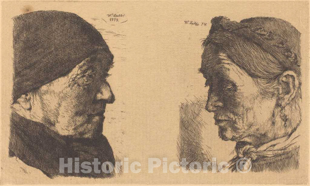 Art Print : Wilhelm Leibl, Old Man and Old Woman, 1874-1880 - Vintage Wall Art