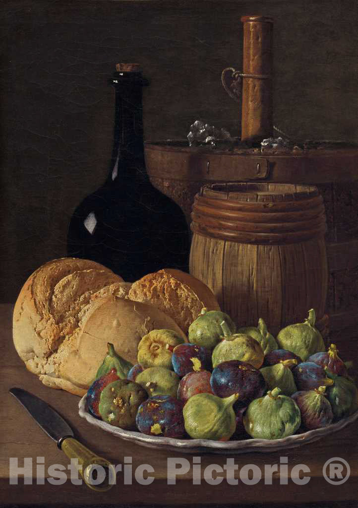 Art Print : Luis MelÃ©ndez, Still Life with Figs and Bread, c. 1770 - Vintage Wall Art
