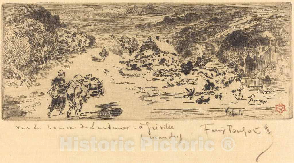 Art Print : FÃ©lix-Hilaire Buhot, L'EntrÃ©e de Landemer (Hague), c. 1873 - Vintage Wall Art