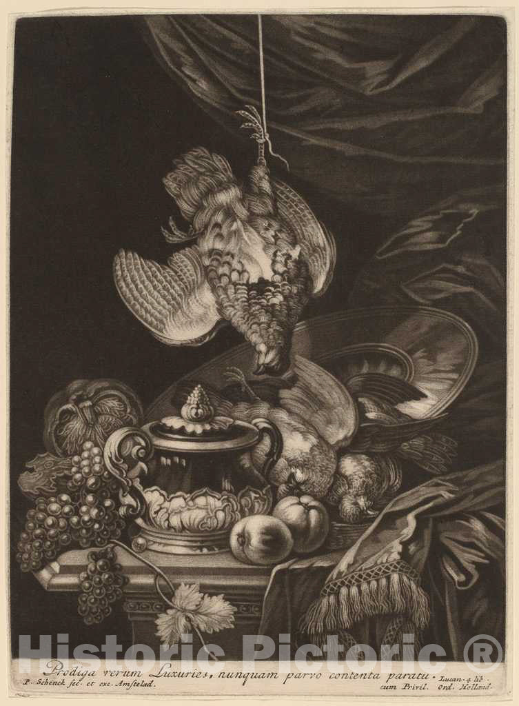 Art Print : Pieter Schenck I, Still Life with a Hanging Partridge - Vintage Wall Art