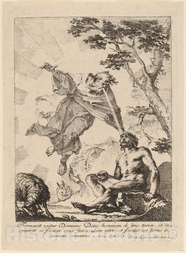 Art Print : Franz Karl Palko, God Breathing Life into Adam, 1760s - Vintage Wall Art