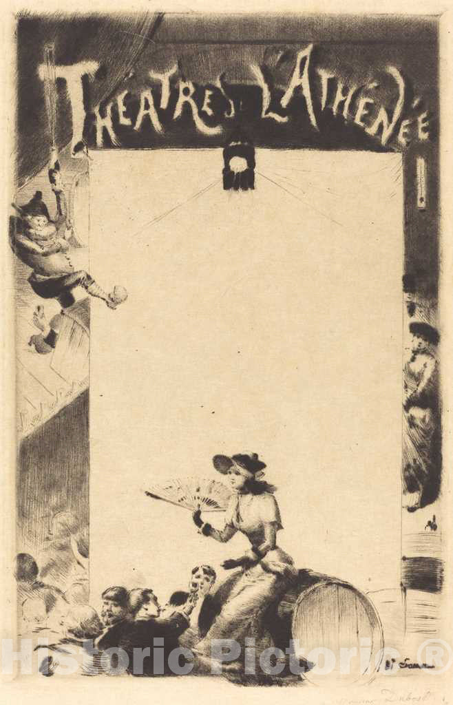 Art Print : Henry Somm, Program for ThÃ©atres l'AthÃ©nÃ©e, 1881 - Vintage Wall Art
