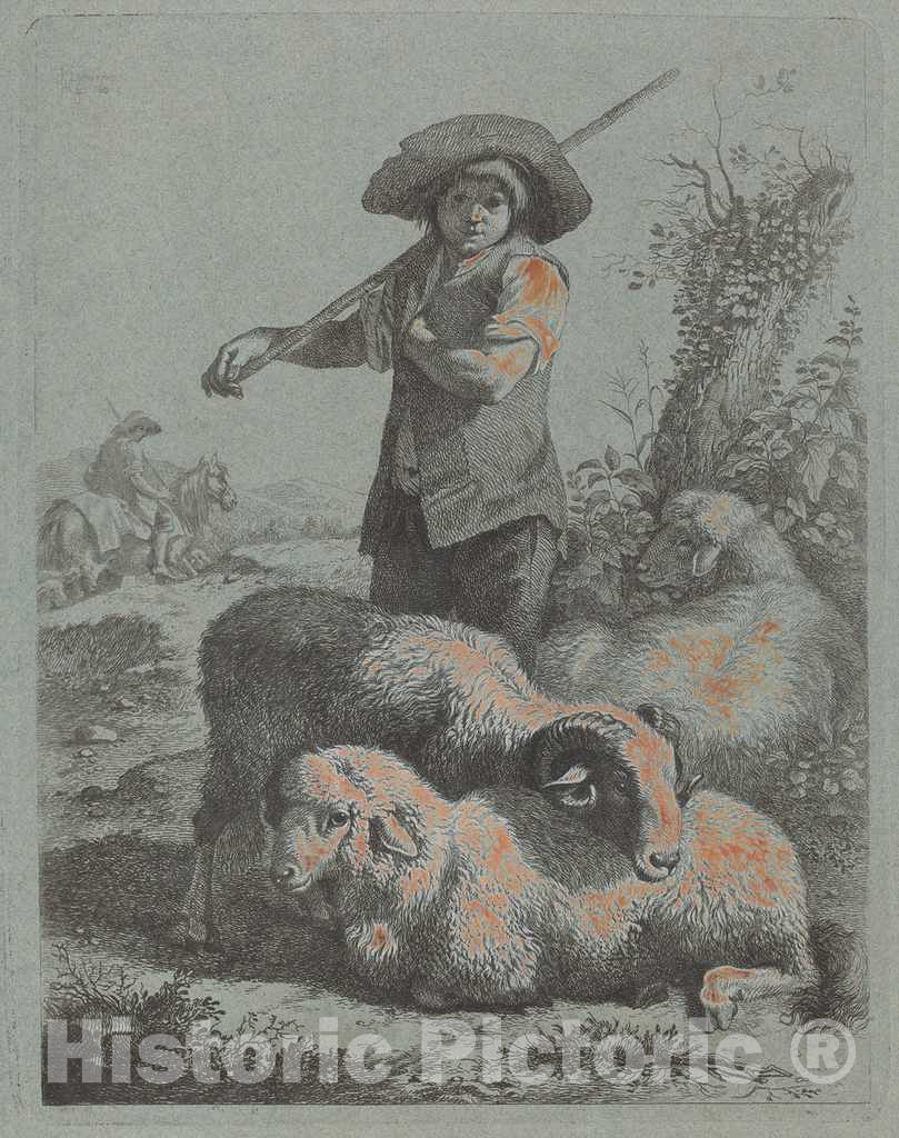 Art Print : Francesco Londonio, Standing Shepherd, 1760 - Vintage Wall Art