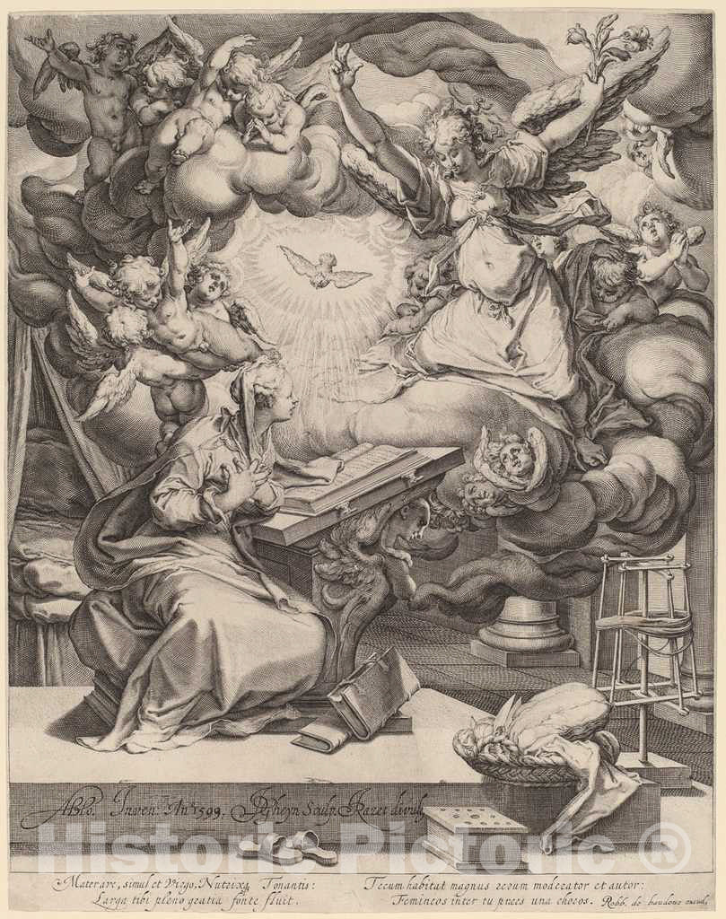 Art Print : Gheyn II After Bloemaert, The Annunciation, 1599 - Vintage Wall Art