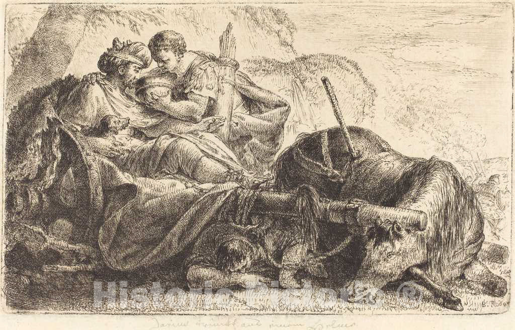 Art Print : Bernhard Rode, Darius Receiving Water from The Helmet of One of Alexander's Soldiers, 1774 - Vintage Wall Art
