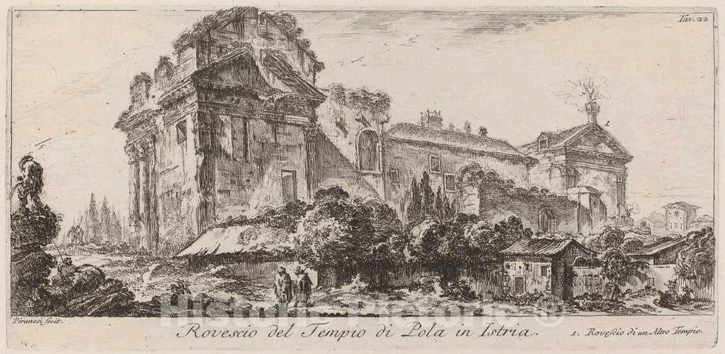 Art Print : Giovanni Battista Piranesi, Rovescio del Tempio di Pola in Istria, 1748 - Vintage Wall Art