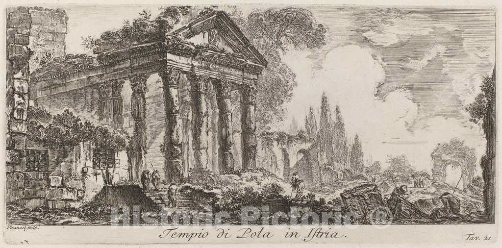 Art Print : Giovanni Battista Piranesi, Tempio di Pola in Istria, 1748 - Vintage Wall Art