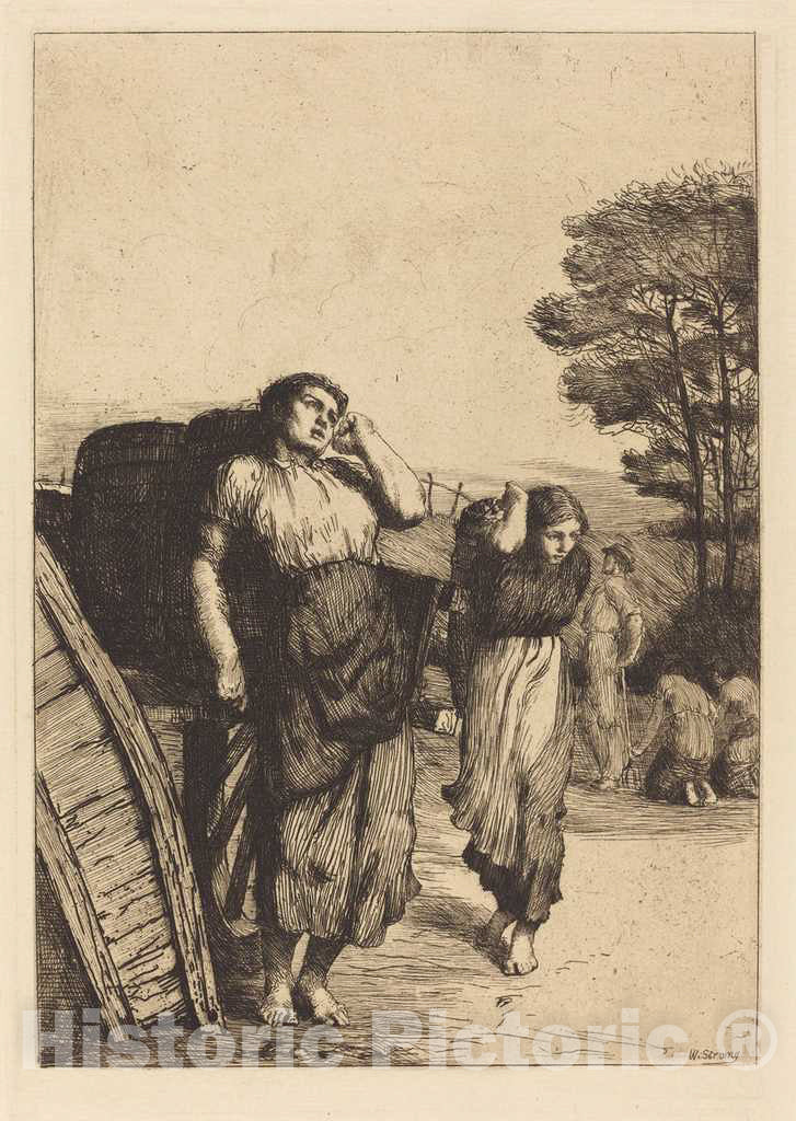 Art Print : William Strang, Potato Lifting, 1882 - Vintage Wall Art