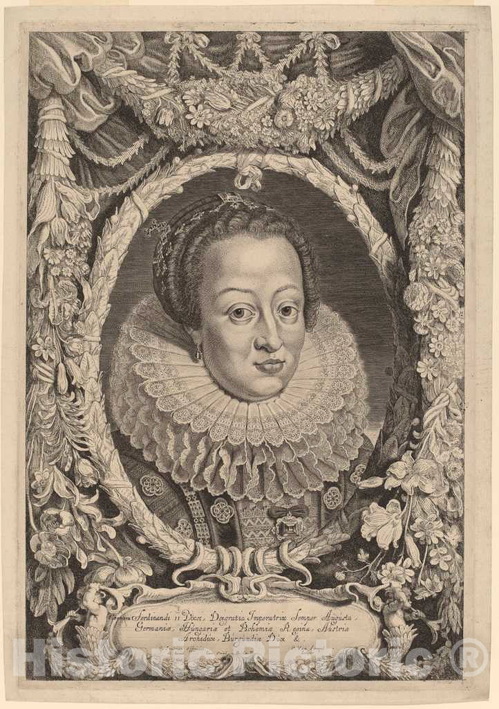 Art Print : Van Sompel After Soutman, Eleanora, Wife of Ferdinand II, 1640s - Vintage Wall Art