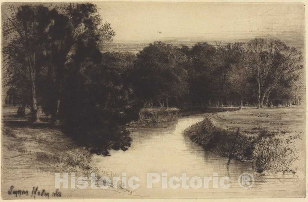 Art Print : Francis Seymour Haden, A Sunset in Ireland, 1863 - Vintage Wall Art