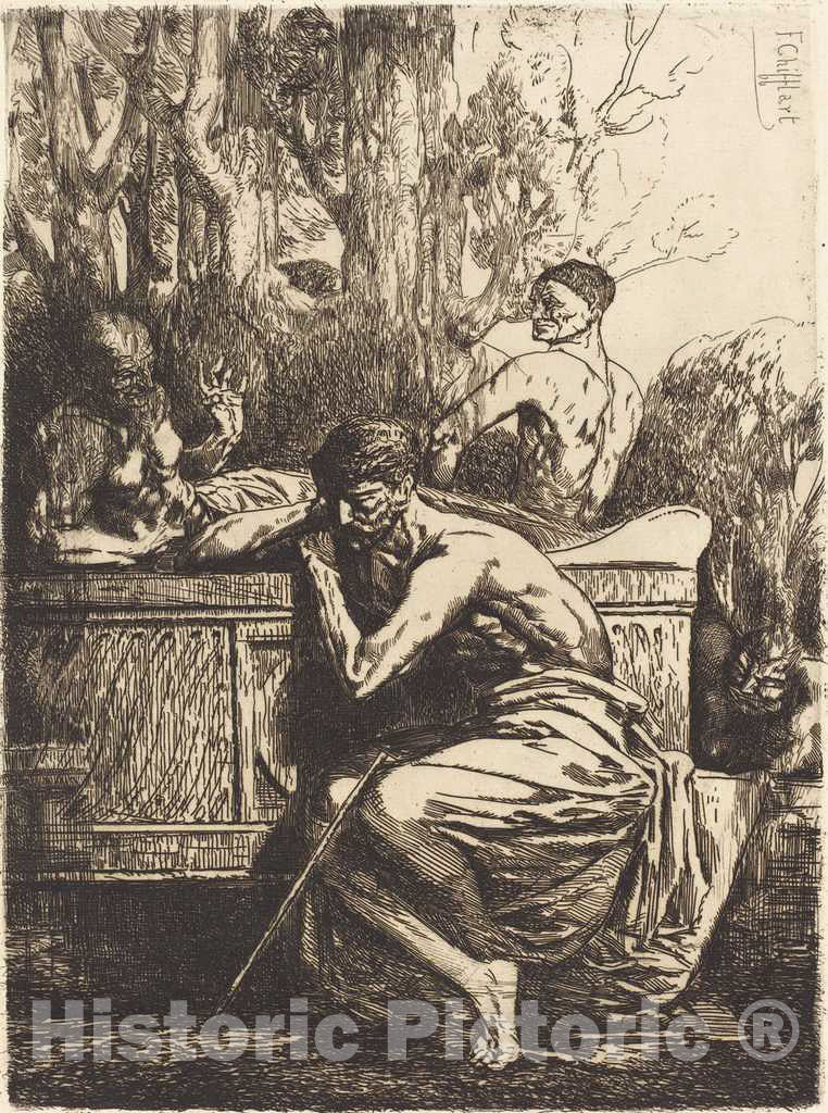 Art Print : FranÃ§ois-Nicolas Chifflart, Meditation, 1865 - Vintage Wall Art