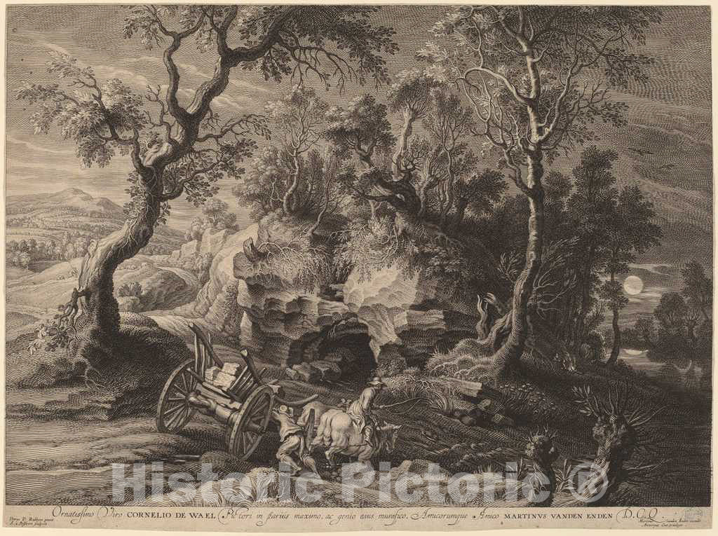 Art Print : Bolswert After Rubens, Rocky Landscape, c. 1638 - Vintage Wall Art