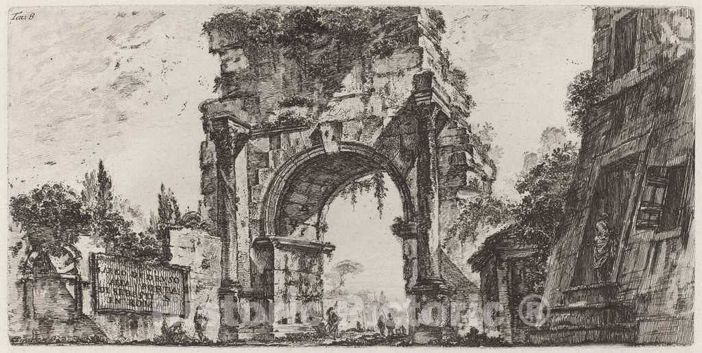 Art Print : Giovanni Battista Piranesi, Arco di Druso, 1748 - Vintage Wall Art