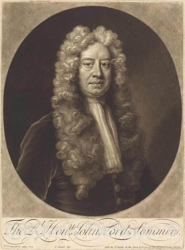 Art Print : Smith After Richardson, John Lord Sommers, 1713 - Vintage Wall Art