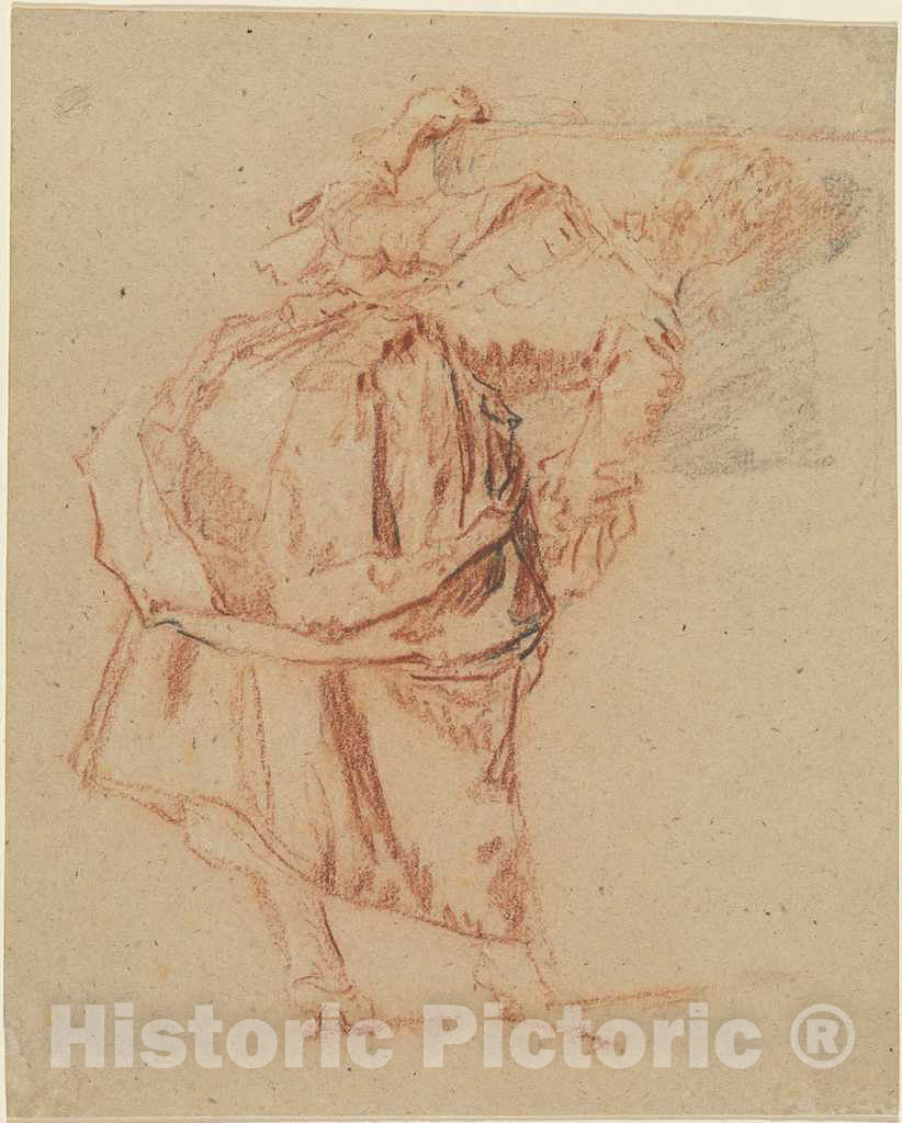 Art Print : Nicolas Lancret, A Young Woman Looking in a Mirror, c.1743 - Vintage Wall Art